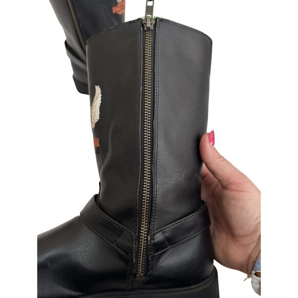 Harley Davidson Boots Zip Up Faux Leather. NICE SZ 7 (big Kid) - Picture 4 of 7